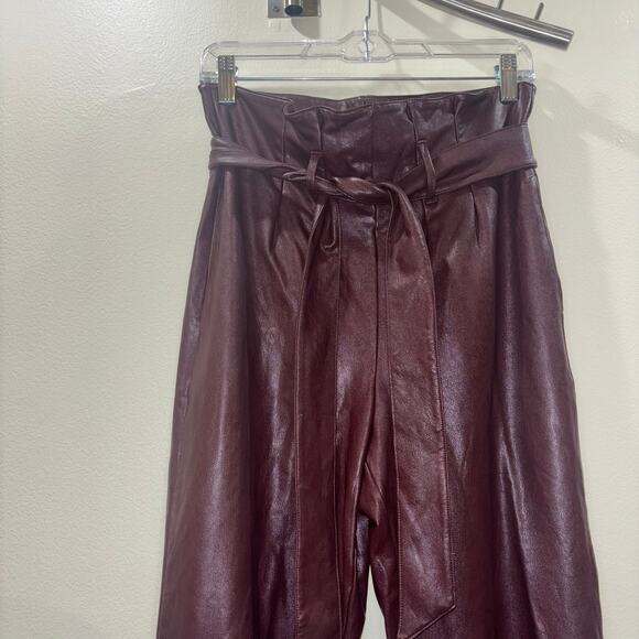 Commando Faux Leather Pants- Paperbag Pants in Oxblood- Size XS - Picture 7 of 15
